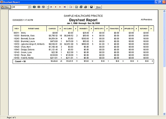 Daysheet Report